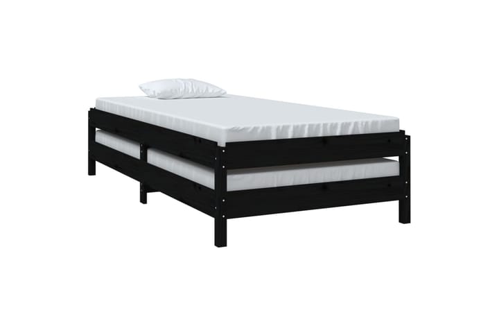 Pinottava sänky musta 75x190 cm täysi mänty - Musta - Huonekalut - Sänky - Sänkykehikot & sängynrungot