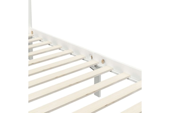 Pylvässänky valkoinen täysi mänty 140x200 cm - Valkoinen - Huonekalut - Sängyt - Sänkykehikot & sängynrungot