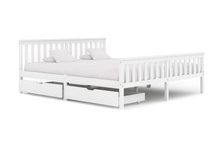 Sängynrunko 2 vetolaatikolla valkoinen täysi mänty 180x200 c - Valkoinen - Huonekalut - Sängyt - Sänkykehikot & sängynrungot