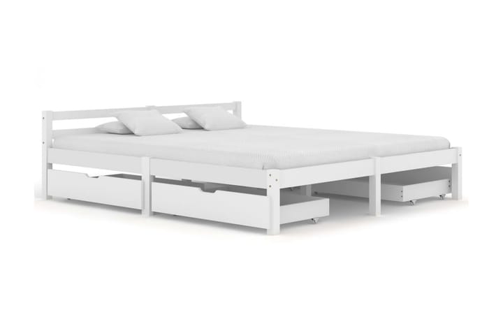 Sängynrunko 4 vetolaatikolla valkoinen täysi mänty 180x200 c - Valkoinen - Huonekalut - Sängyt - Sänkykehikot & sängynrungot