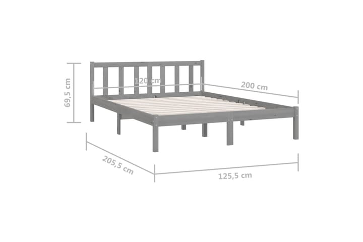 Sängynrunko harmaa täysi mänty 120x200 cm - Huonekalut - Sänky - Sänkykehikot & sängynrungot
