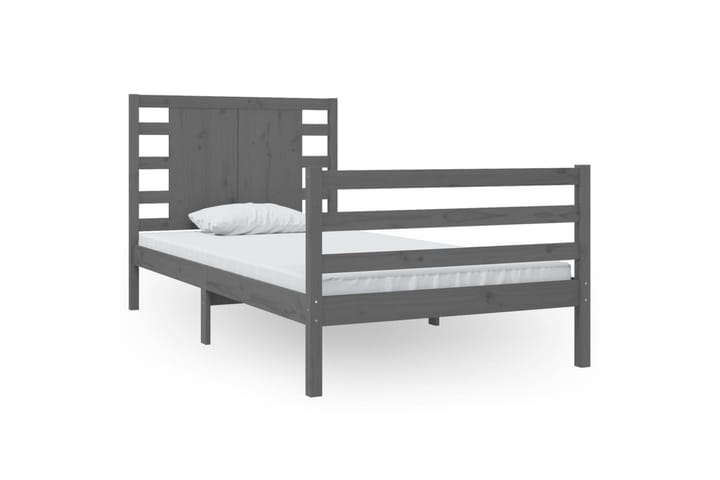 Sängynrunko harmaa täysi mänty 90x200 cm - Harmaa - Huonekalut - Sänky - Sänkykehikot & sängynrungot