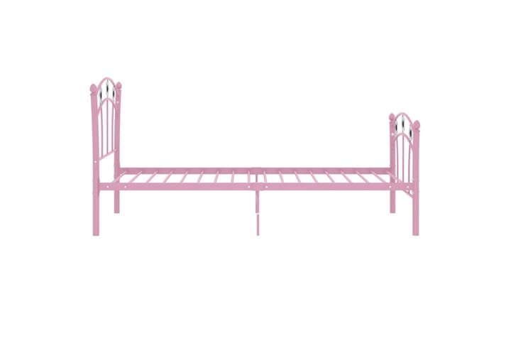 Sängynrunko jalkapallokoristeet pinkki metalli 90x200 cm - Huonekalut - Sänky - Sänkykehikot & sängynrungot