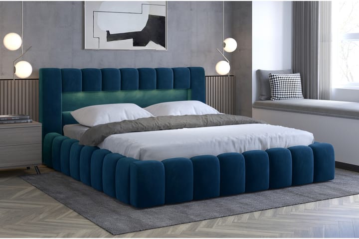 Sängynrunko Lacolle 140x200 cm - Sininen - Huonekalut - Sänky - Sänkykehikot & sängynrungot