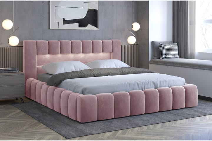Sängynrunko Lacolle 140x200 cm - Vaaleanpunainen - Huonekalut - Sänky - Sänkykehikot & sängynrungot
