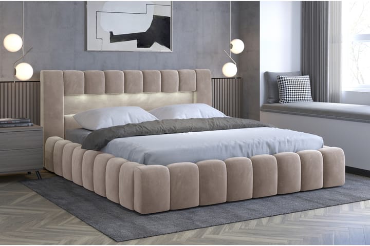 Sängynrunko Lacolle 160x200 cm - Beige - Huonekalut - Sängyt - Sänkykehikot & sängynrungot