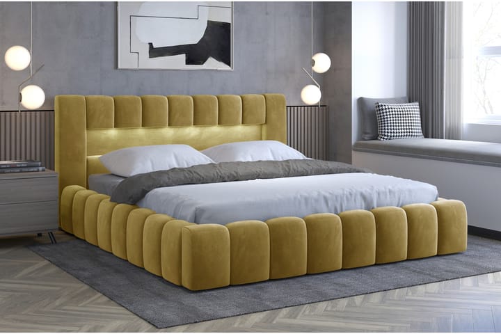 Sängynrunko Lacolle 160x200 cm - Keltainen - Huonekalut - Sänky - Sänkykehikot & sängynrungot