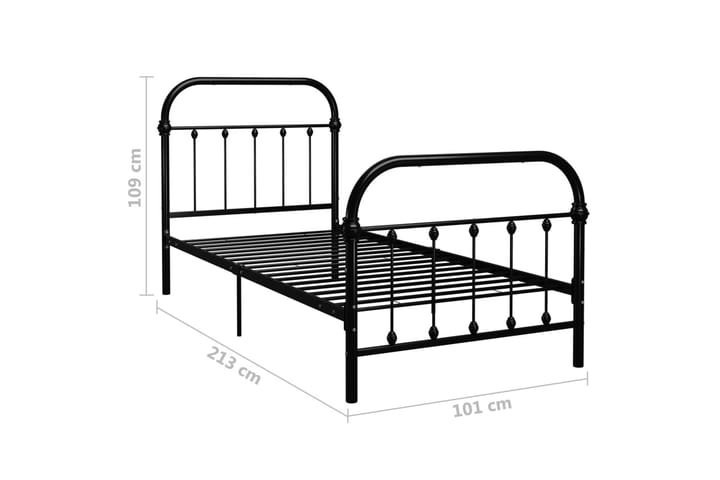 Sängynrunko musta metalli 90x200 cm - Musta - Huonekalut - Sänky - Sänkykehikot & sängynrungot