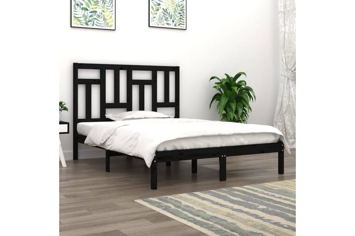 Sängynrunko musta täysi mänty 140x190 cm - Musta - Huonekalut - Sängyt - Sänkykehikot & sängynrungot