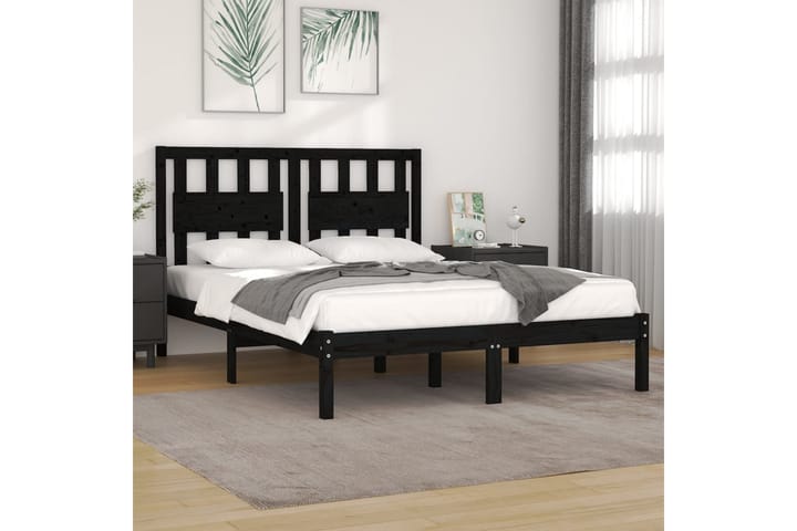Sängynrunko musta täysi mänty 150x200 cm 5FT King Size - Musta - Huonekalut - Sänky - Sänkykehikot & sängynrungot