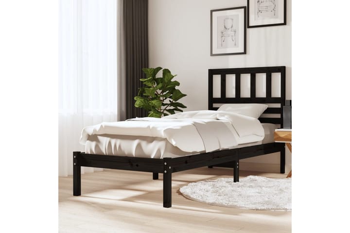 Sängynrunko musta täysi mänty 75x190 cm 2FT6 Small Single - Musta - Huonekalut - Sänky - Sänkykehikot & sängynrungot