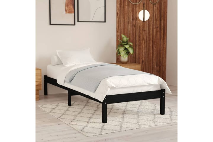 Sängynrunko musta täysi mänty 75x190 cm UK Small Single - Musta - Huonekalut - Sängyt - Sänkykehikot & sängynrungot