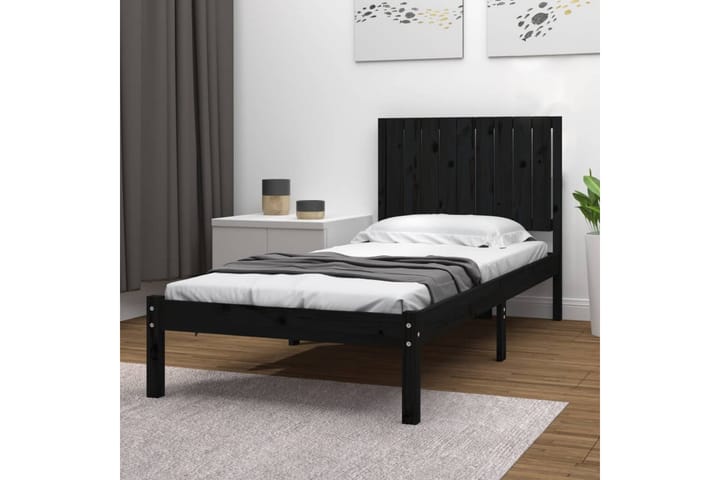 Sängynrunko musta täysi mänty 90x200 cm - Musta - Huonekalut - Sänky - Sänkykehikot & sängynrungot