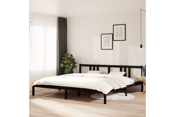 Sängynrunko musta täysi puu 200x200 cm - Musta - Huonekalut - Sänky - Sänkykehikot & sängynrungot