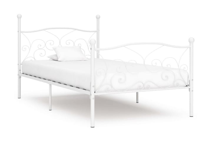 Sängynrunko sälepohjalla valkoinen metalli 100x200 cm - Valkoinen - Huonekalut - Sängyt - Sänkykehikot & sängynrungot