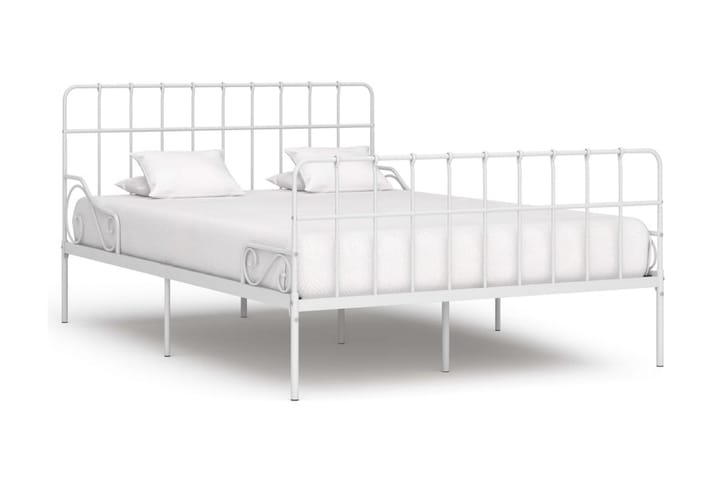 Sängynrunko sälepohjalla valkoinen metalli 140x200 cm - Valkoinen - Huonekalut - Sänky - Sänkykehikot & sängynrungot