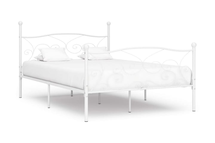 Sängynrunko sälepohjalla valkoinen metalli 160x200 cm - Valkoinen - Huonekalut - Sängyt - Sänkykehikot & sängynrungot