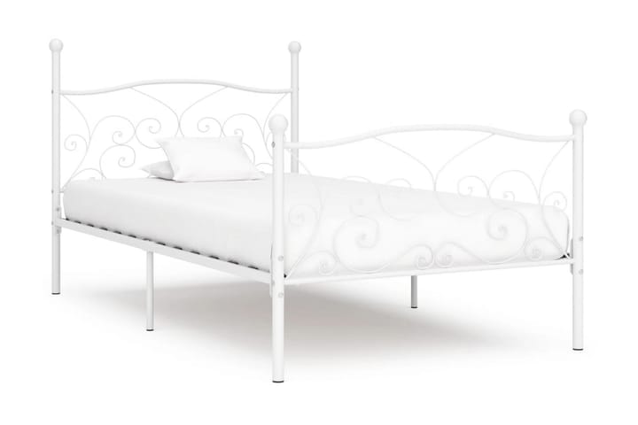Sängynrunko sälepohjalla valkoinen metalli 90x200 cm - Valkoinen - Kodintekstiilit - Matot - Moderni matto - Kuviollinen matto