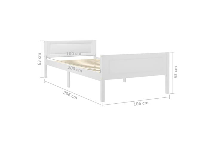 Sängynrunko täysi mänty valkoinen 100x200 cm - Valkoinen - Huonekalut - Sänky - Sänkykehikot & sängynrungot