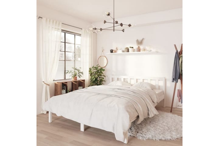 Sängynrunko täysi mänty valkoinen 120x190 cm UK Small Double - Huonekalut - Sängyt - Sänkykehikot & sängynrungot