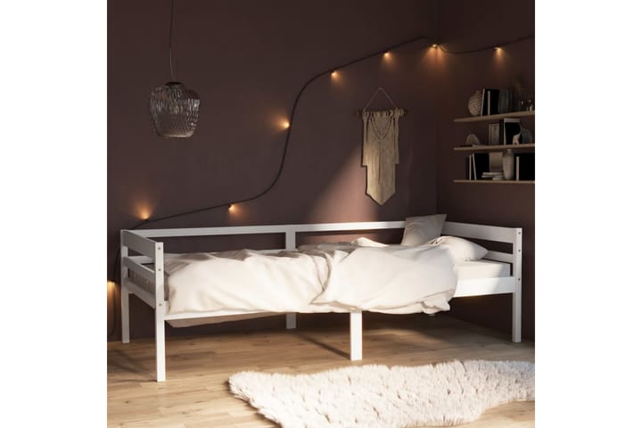Sängynrunko täysi mänty valkoinen 90x200 cm - Huonekalut - Sängyt - Sänkykehikot & sängynrungot