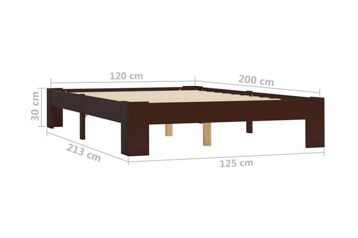 Sängynrunko tummanruskea täysi mänty 120x200 cm - Ruskea - Huonekalut - Sänky - Sänkykehikot & sängynrungot