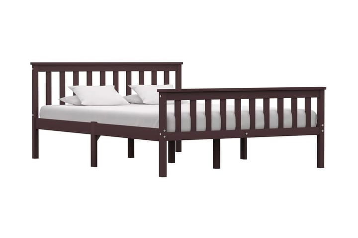 Sängynrunko tummanruskea täysi mänty 140x200 cm - Ruskea - Huonekalut - Sänky - Sänkykehikot & sängynrungot
