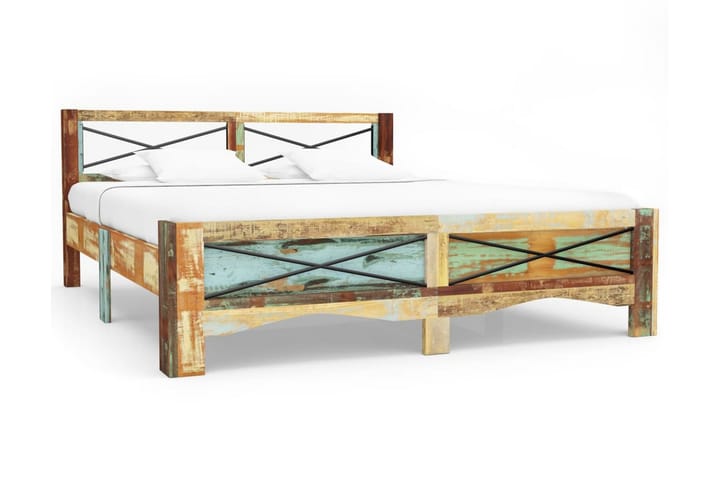 Sängynrunko uusiokäytetty puu 140x200 cm - Monivärinen - Puutarhakalusteet - Terassipöydät - Sivupöydät ulos