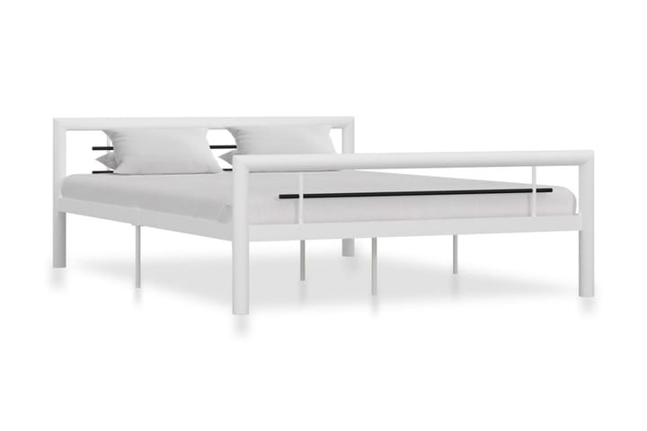 Sängynrunko valkoinen ja musta metalli 120x200 cm - Valkoinen - Huonekalut - Sängyt - Sänkykehikot & sängynrungot