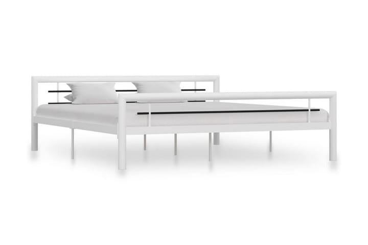 Sängynrunko valkoinen ja musta metalli 180x200 cm - Valkoinen - Huonekalut - Sänky - Jenkkisängyt