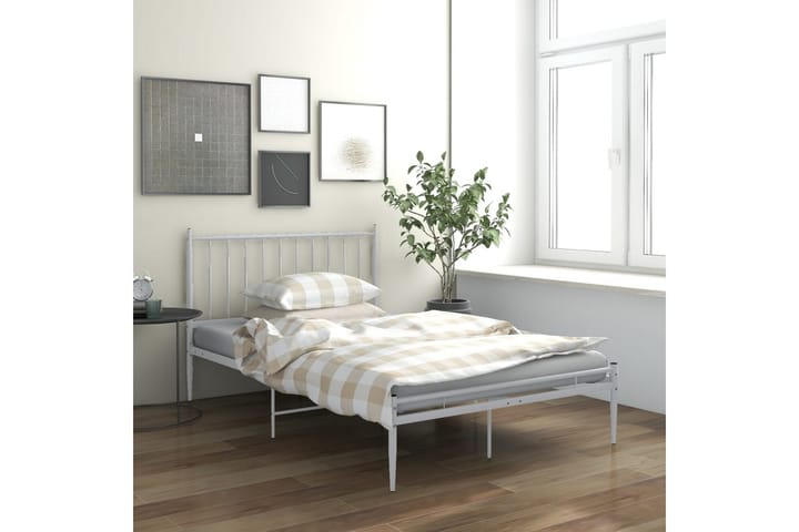 Sängynrunko valkoinen metalli 120x200 cm - Huonekalut - Sängyt - Sänkykehikot & sängynrungot