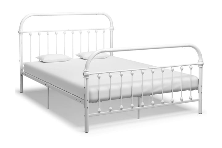 Sängynrunko valkoinen metalli 160x200 cm - Huonekalut - Sängyt - Sänkykehikot & sängynrungot