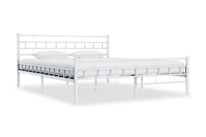 Sängynrunko valkoinen metalli 160x200 cm - Valkoinen - Huonekalut - Sänky - Sänkykehikot & sängynrungot