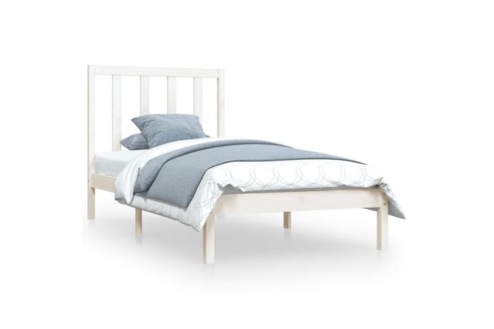 Sängynrunko valkoinen täysi mänty 100x200 cm - Valkoinen - Huonekalut - Sänky - Sänkykehikot & sängynrungot