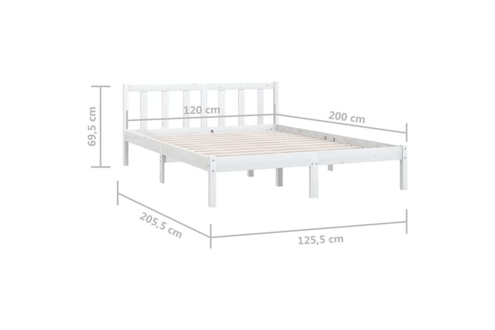 Sängynrunko valkoinen täysi mänty 120x200 cm - Huonekalut - Sängyt - Sänkykehikot & sängynrungot