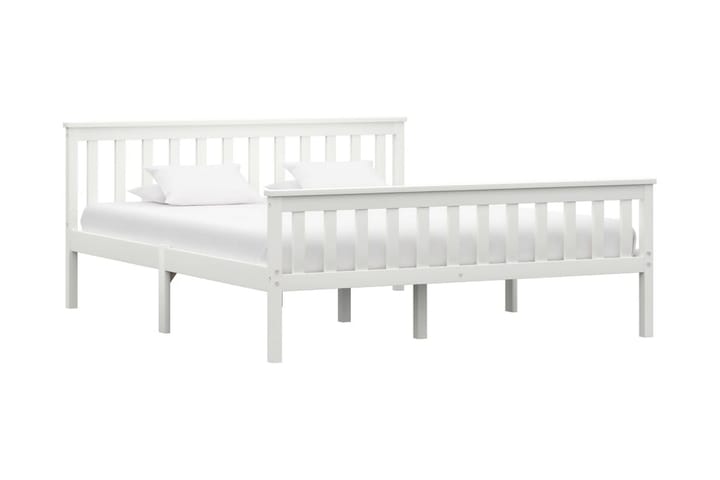Sängynrunko valkoinen täysi mänty 160x200 cm - Valkoinen - Huonekalut - Sängyt - Sänkykehikot & sängynrungot