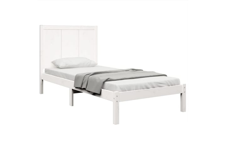 Sängynrunko valkoinen täysi mänty 90x200 cm - Valkoinen - Huonekalut - Sänky - Sänkykehikot & sängynrungot