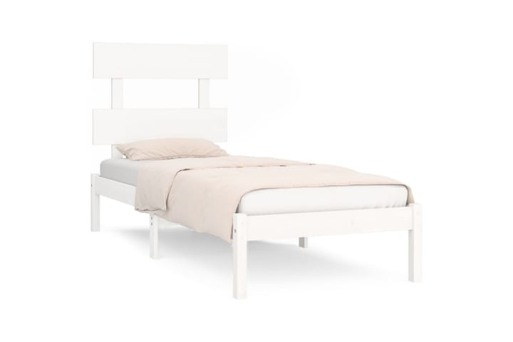 Sängynrunko valkoinen täysi puu 100x200 cm - Valkoinen - Huonekalut - Sänky - Sänkykehikot & sängynrungot