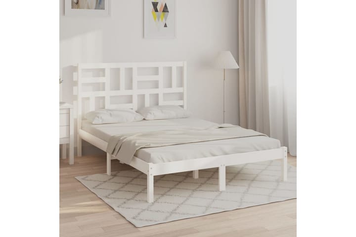 Sängynrunko valkoinen täysi puu 120x200 cm - Valkoinen - Huonekalut - Sängyt - Sänkykehikot & sängynrungot