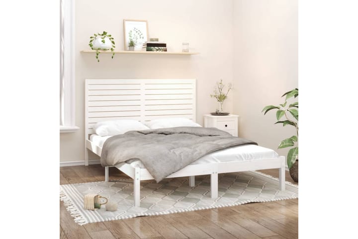 Sängynrunko valkoinen täysi puu 120x200 cm - Valkoinen - Huonekalut - Sänky - Sänkykehikot & sängynrungot