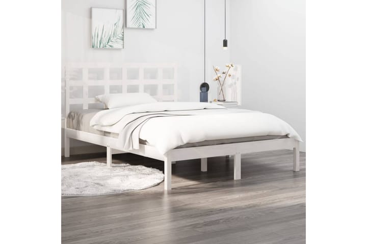 Sängynrunko valkoinen täysi puu 120x200 cm - Valkoinen - Huonekalut - Sänky - Sänkykehikot & sängynrungot