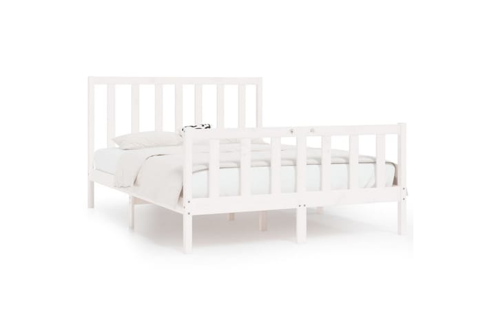 Sängynrunko valkoinen täysi puu 140x190 cm - Valkoinen - Huonekalut - Sänky - Sänkykehikot & sängynrungot