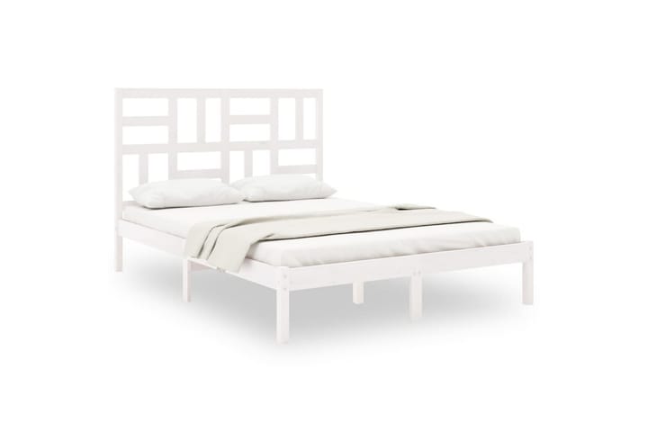 Sängynrunko valkoinen täysi puu 160x200 cm - Valkoinen - Huonekalut - Sänky - Sänkykehikot & sängynrungot