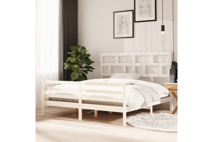 Sängynrunko valkoinen täysi puu 180x200 cm 6FT Super King - Valkoinen - Huonekalut - Sänky - Sänkykehikot & sängynrungot
