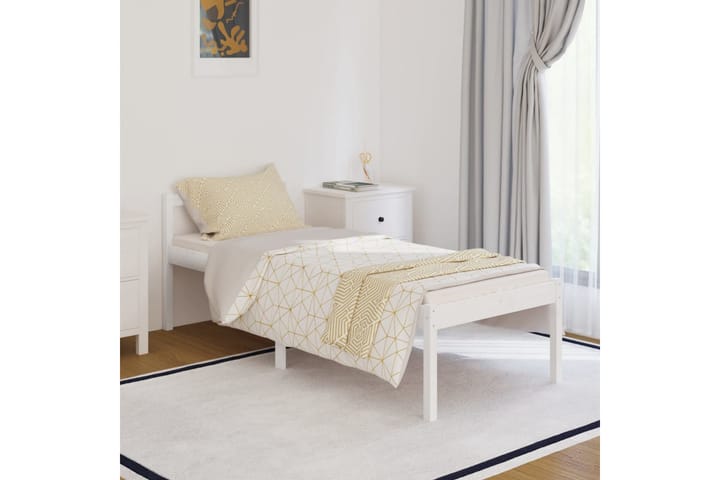 Sängynrunko valkoinen täysi puu 75x190 cm 2FT6 Small Single - Valkoinen - Huonekalut - Sänky - Sänkykehikot & sängynrungot