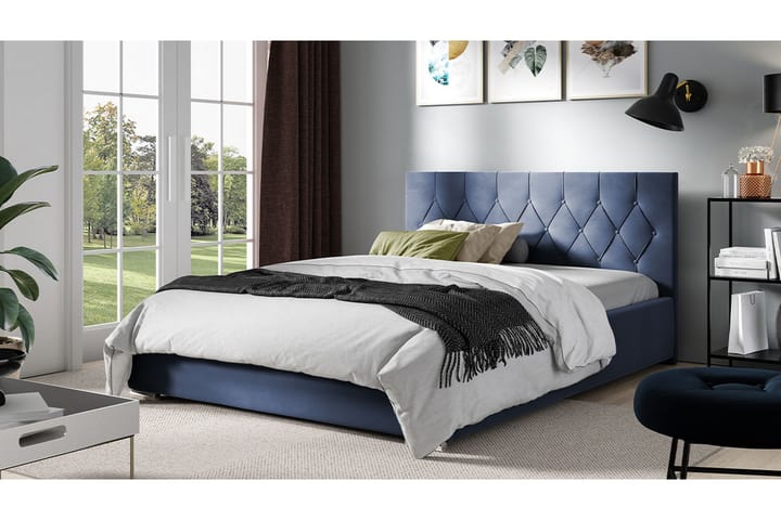 Sänky 147x222 cm - Sininen - Huonekalut - Sänky - Sänkykehikot & sängynrungot