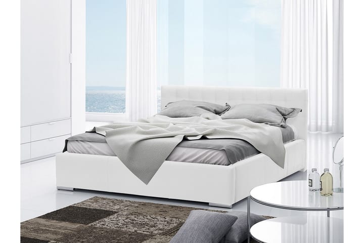 Sänky Girton﻿ säilytyksellä 140x200 - Valkoinen - Huonekalut - Sänky - Sänkykehikot & sängynrungot