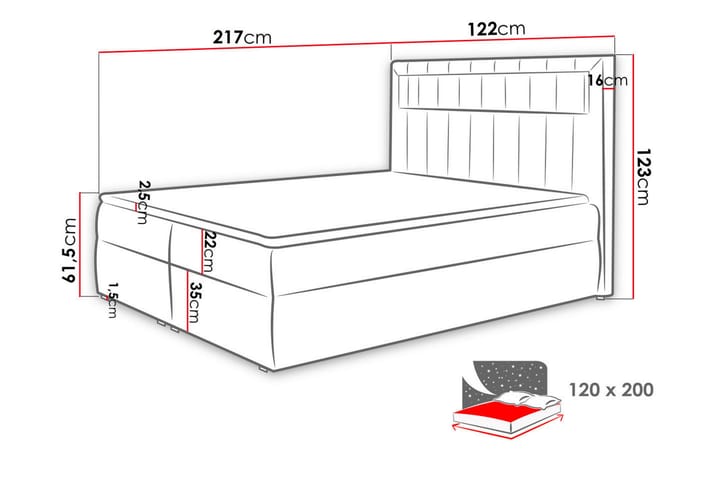 Jenkkisänky Carrubbo 120x200 cm - Valkoinen - Huonekalut - Sängyt - Sänkypaketti