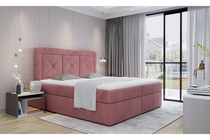 Sänkypaketti Cataloba 140x200 cm - Vaaleanpunainen - Huonekalut - Sänky - Sänkypaketti