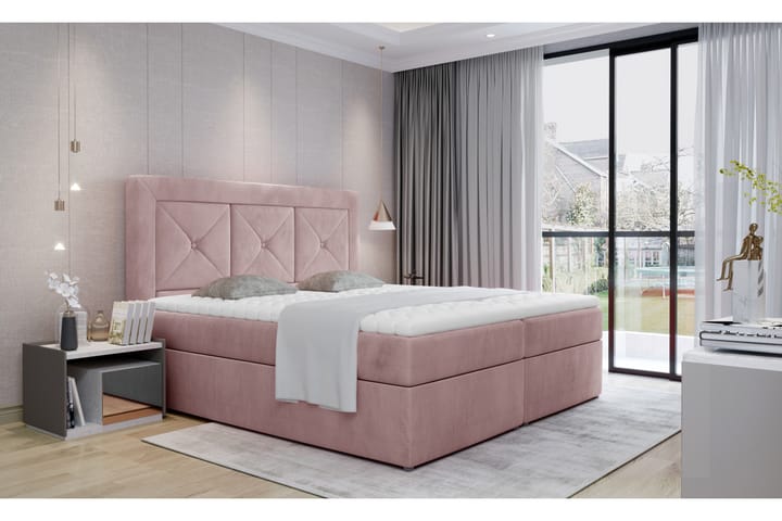 Sänkypaketti Cataloba 140x200 cm - Vaaleanpunainen - Huonekalut - Sänky - Sänkypaketti